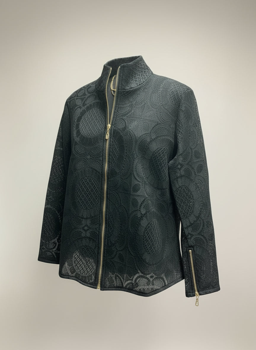 Zip-front Lace Jacket Top