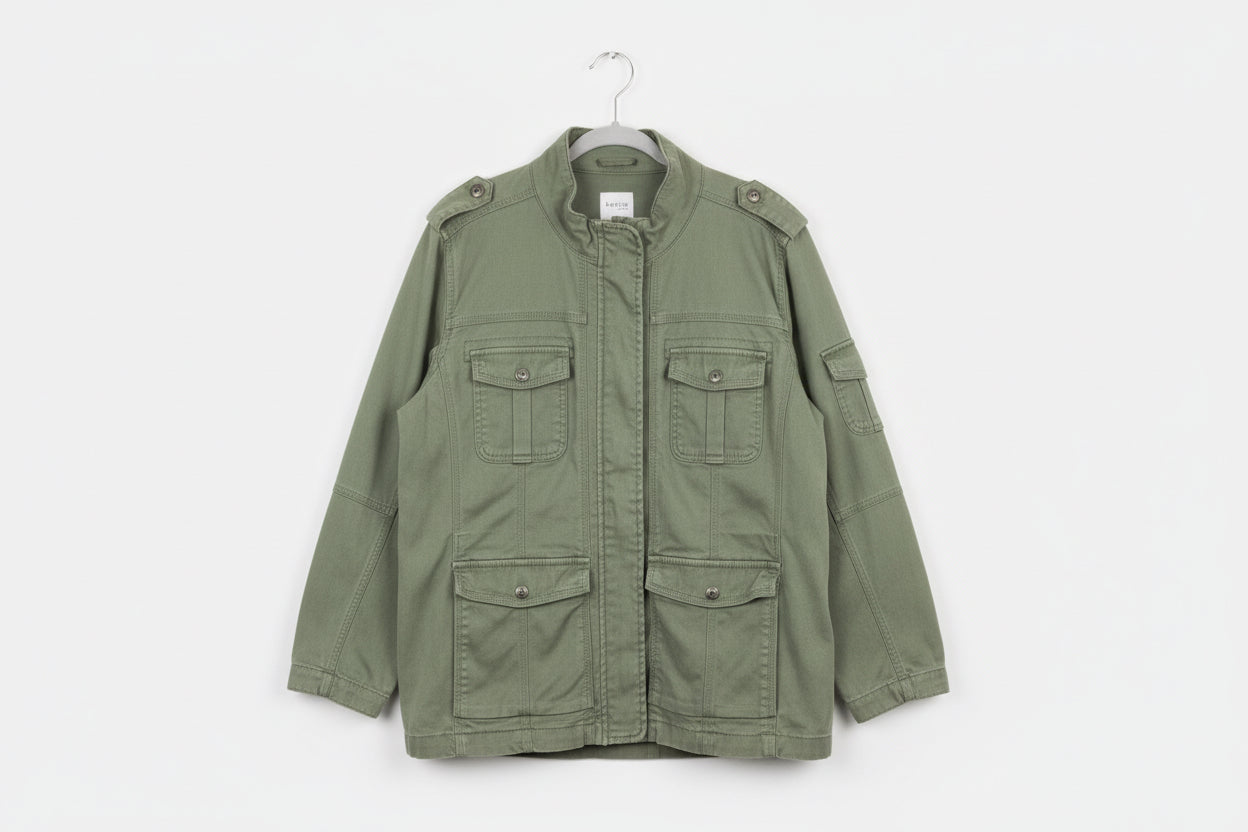 Green jacket on a hanger