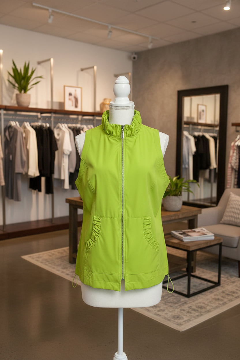 Bright green sleeveless vest
