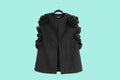 Black cape coat with rose shoulders