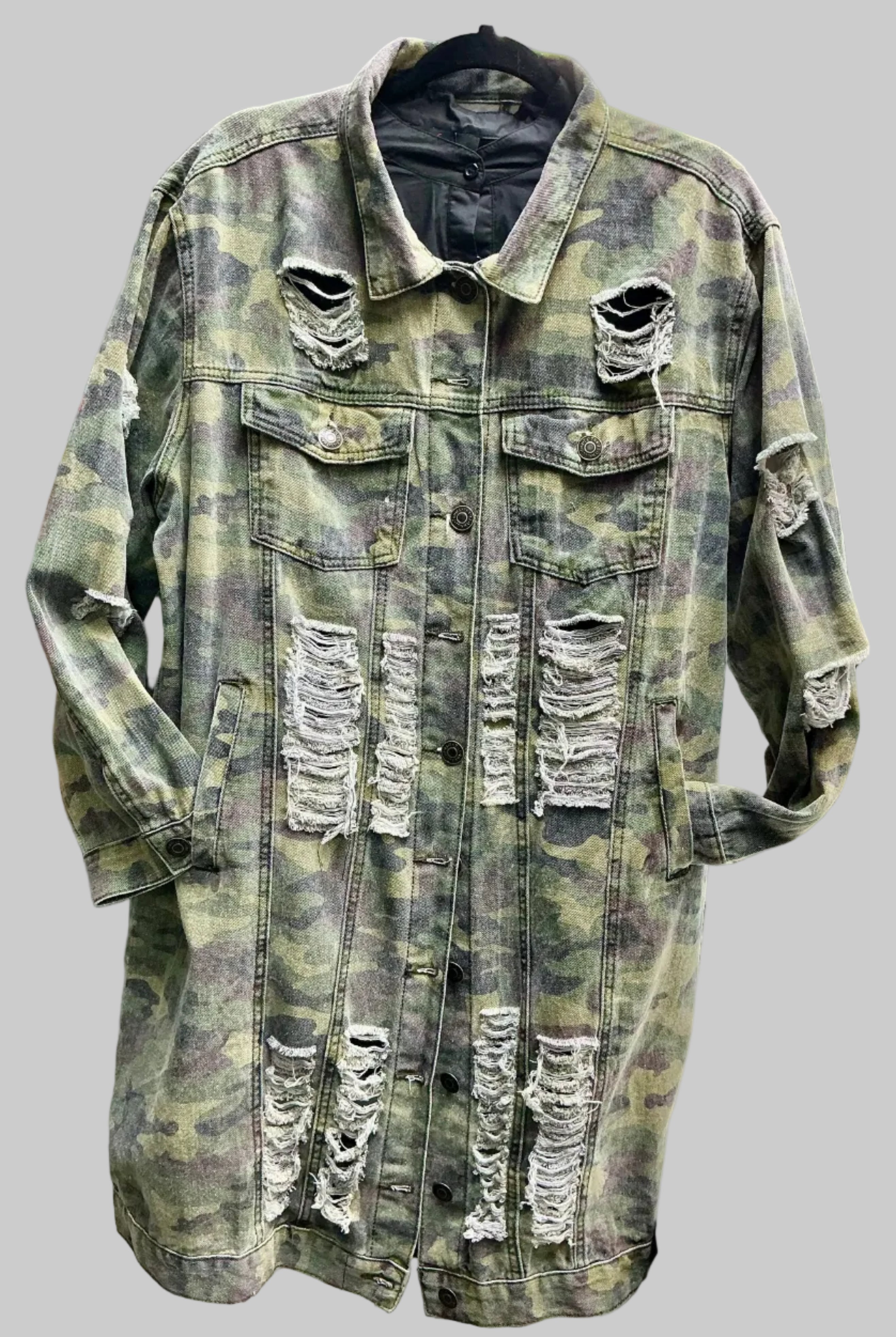 Ripped camouflage jacket