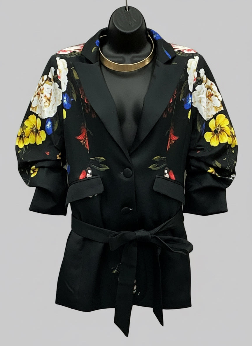 Flowered Sleeve Sports Jacket